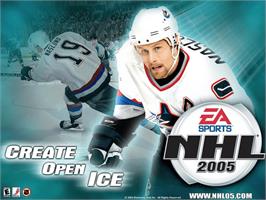 Title screen of NHL 2005 on the Microsoft Xbox.