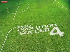 Title screen of Pro Evolution Soccer 4 on the Microsoft Xbox.