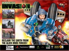 Title screen of Robotech: Invasion on the Microsoft Xbox.