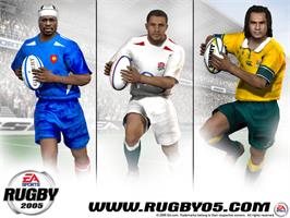 Title screen of Rugby 2005 on the Microsoft Xbox.