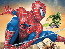 Title screen of Spider-Man: The Movie on the Microsoft Xbox.