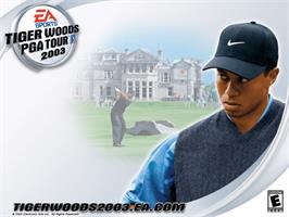 Title screen of Tiger Woods PGA Tour 2003 on the Microsoft Xbox.