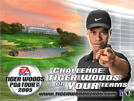 Title screen of Tiger Woods PGA Tour 2005 on the Microsoft Xbox.