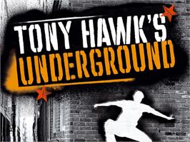 Title screen of Tony Hawk's Underground on the Microsoft Xbox.