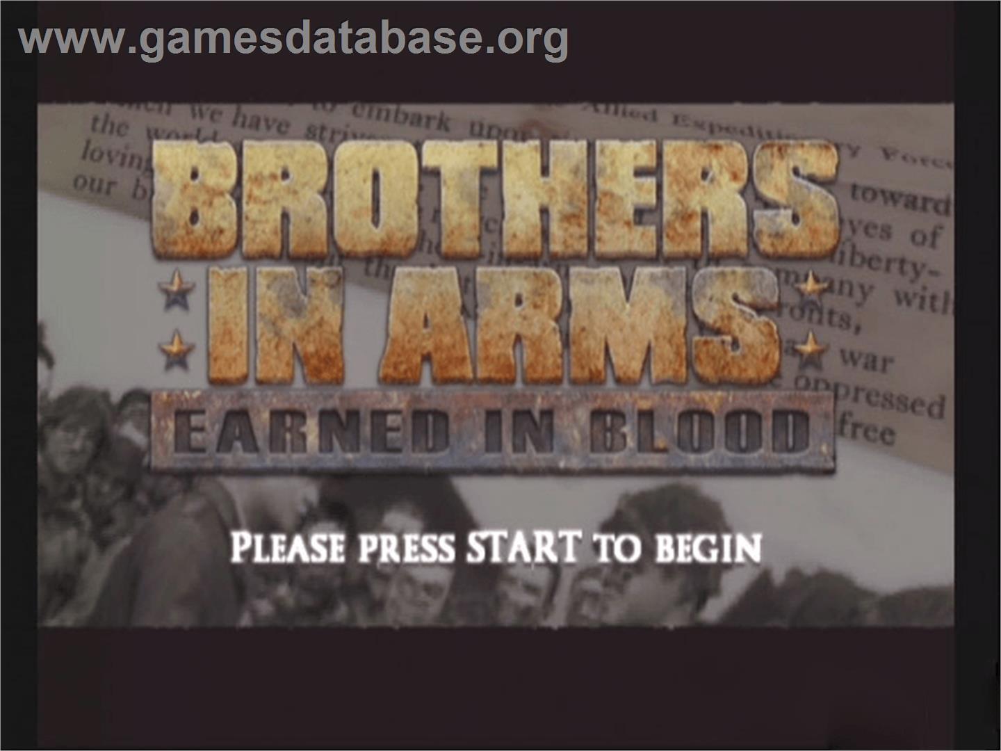 Brothers in Arms: Earned in Blood - Microsoft Xbox - Artwork - Title Screen