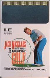 Cartridge artwork for Jack Nicklaus' Greatest 18 Holes of Major Championship Golf on the NEC PC Engine.