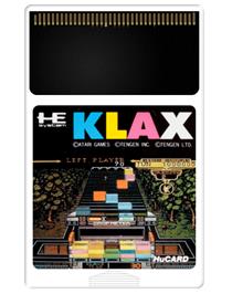 Cartridge artwork for Klax on the NEC PC Engine.