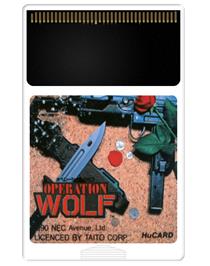 Cartridge artwork for Operation Wolf on the NEC PC Engine.