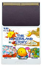 Cartridge artwork for The New Zealand Story on the NEC PC Engine.