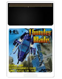 Cartridge artwork for ThunderBlade on the NEC PC Engine.