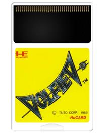 Cartridge artwork for Volfied on the NEC PC Engine.