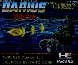 Top of cartridge artwork for Darius Alpha on the NEC PC Engine.
