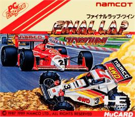Top of cartridge artwork for Final Lap Twin on the NEC PC Engine.