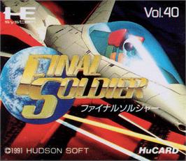 Top of cartridge artwork for Final Soldier on the NEC PC Engine.