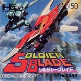 Top of cartridge artwork for Soldier Blade on the NEC PC Engine.
