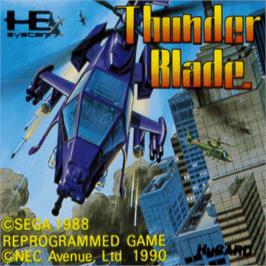 Top of cartridge artwork for ThunderBlade on the NEC PC Engine.