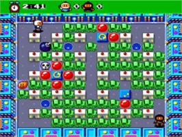 In game image of Bomberman '93 on the NEC PC Engine.