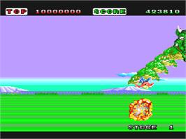 In game image of Space Harrier on the NEC PC Engine.