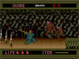 In game image of Splatterhouse on the NEC PC Engine.
