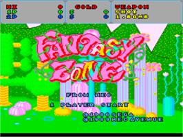 Title screen of Fantasy Zone on the NEC PC Engine.