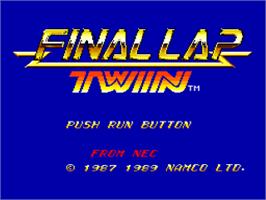 Title screen of Final Lap Twin on the NEC PC Engine.
