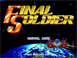 Title screen of Final Soldier on the NEC PC Engine.