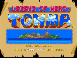 Title screen of Legend of Hero Tonma on the NEC PC Engine.