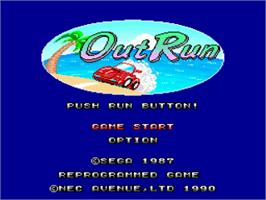 Title screen of OutRun on the NEC PC Engine.