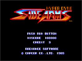 Title screen of Side Arms Hyper Dyne on the NEC PC Engine.
