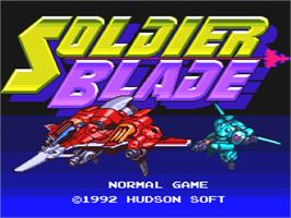 Title screen of Soldier Blade on the NEC PC Engine.