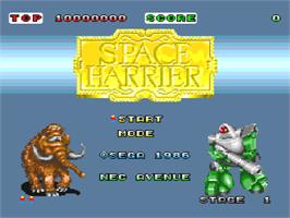 Title screen of Space Harrier on the NEC PC Engine.