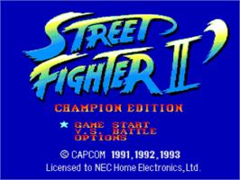 Title screen of Street Fighter II': Special Champion Edition on the NEC PC Engine.