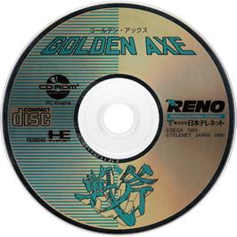 Artwork on the CD for Golden Axe on the NEC PC Engine CD.
