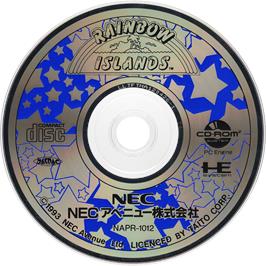 Artwork on the CD for Rainbow Islands on the NEC PC Engine CD.