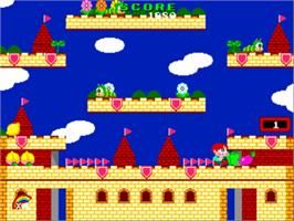 In game image of Rainbow Islands on the NEC PC Engine CD.