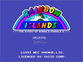 Title screen of Rainbow Islands on the NEC PC Engine CD.