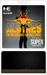 Cartridge artwork for Aldynes on the NEC SuperGrafx.
