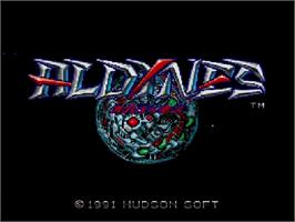 Title screen of Aldynes on the NEC SuperGrafx.