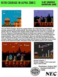 Box back cover for Keith Courage in Alpha Zones on the NEC TurboGrafx-16.