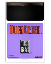 Cartridge artwork for Alien Crush on the NEC TurboGrafx-16.