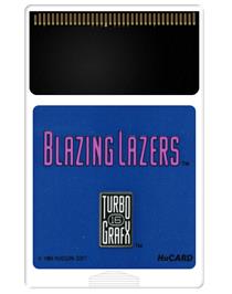 Cartridge artwork for Blazing Lazers on the NEC TurboGrafx-16.