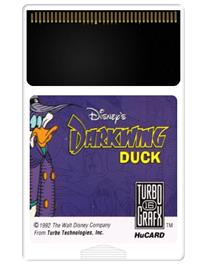 Cartridge artwork for Disney's Darkwing Duck on the NEC TurboGrafx-16.