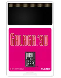 Cartridge artwork for Galaga '90 on the NEC TurboGrafx-16.