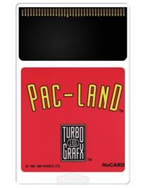 Cartridge artwork for Pac-Land on the NEC TurboGrafx-16.