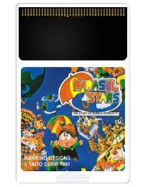 Cartridge artwork for Parasol Stars: The Story of Bubble Bobble III on the NEC TurboGrafx-16.