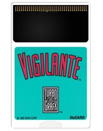 Cartridge artwork for Vigilante on the NEC TurboGrafx-16.