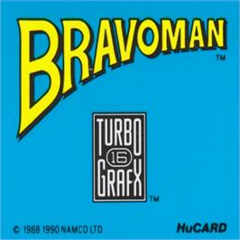 Top of cartridge artwork for Bravoman on the NEC TurboGrafx-16.