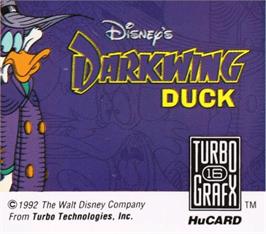 Top of cartridge artwork for Disney's Darkwing Duck on the NEC TurboGrafx-16.