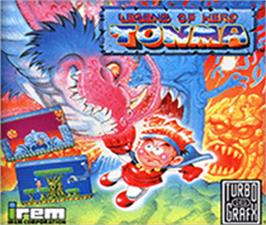 Top of cartridge artwork for Legend of Hero Tonma on the NEC TurboGrafx-16.
