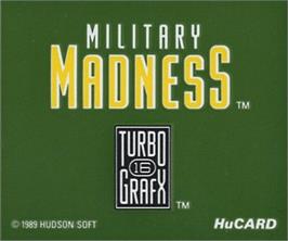 Top of cartridge artwork for Military Madness on the NEC TurboGrafx-16.